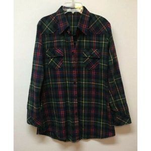 Ochenta Tartan Plaid Red Green Long‎ Tunic Top